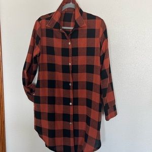 Rust/black plaid shacket